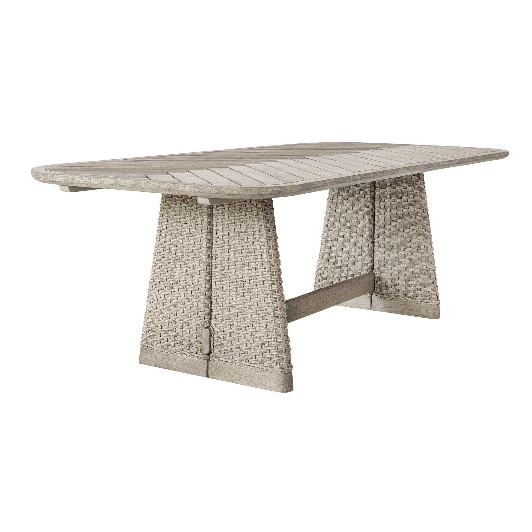 Harbor Brown/Woodtone Herringbone Indoor-Outdoor Dining Table