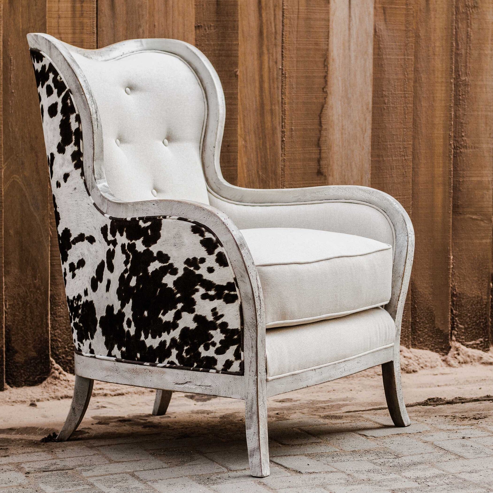 Chalina Brown/White High Back Armchair