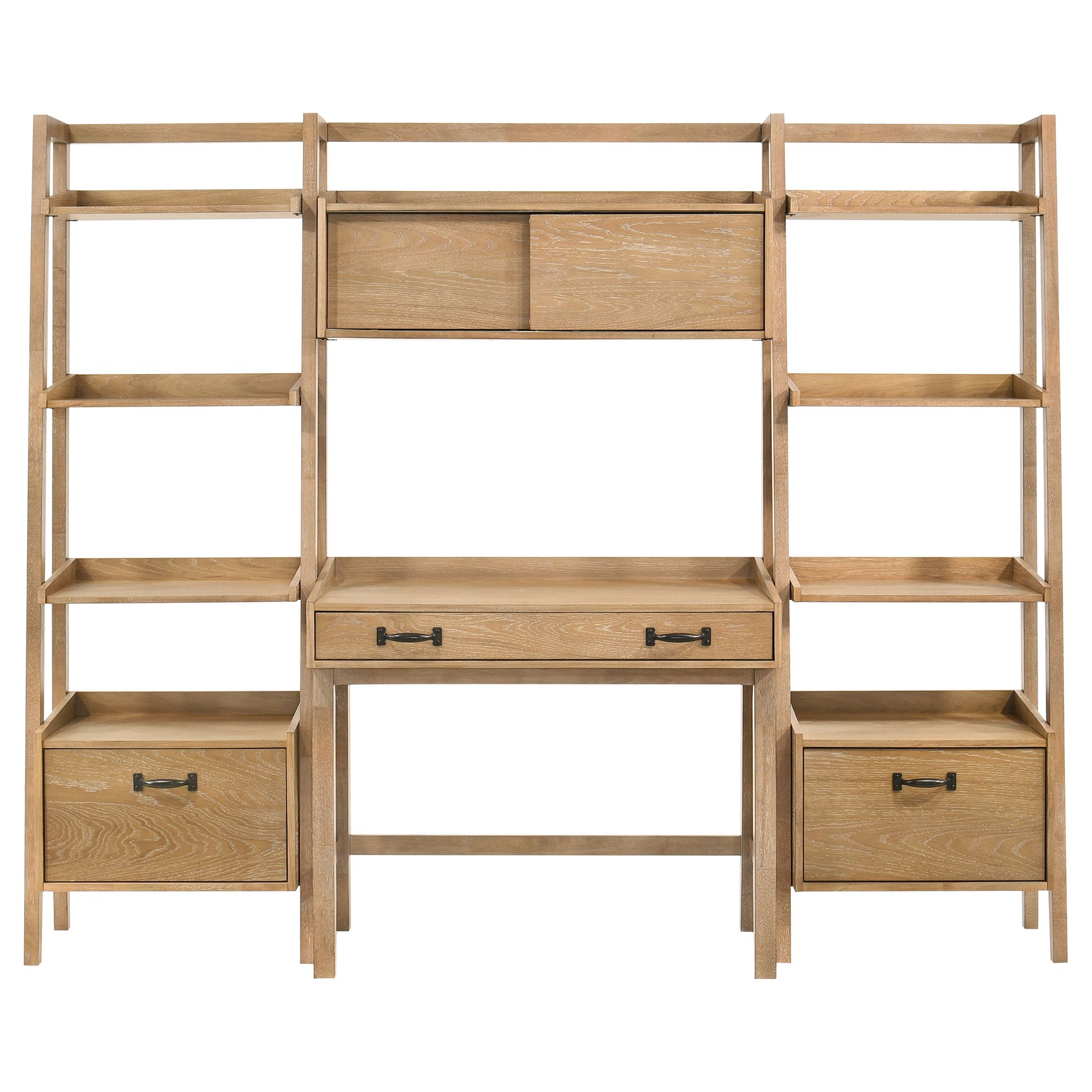 Fabian Distressed Light Brown 4-piece Computer Desk and Bookshelf Set - Ornate Home