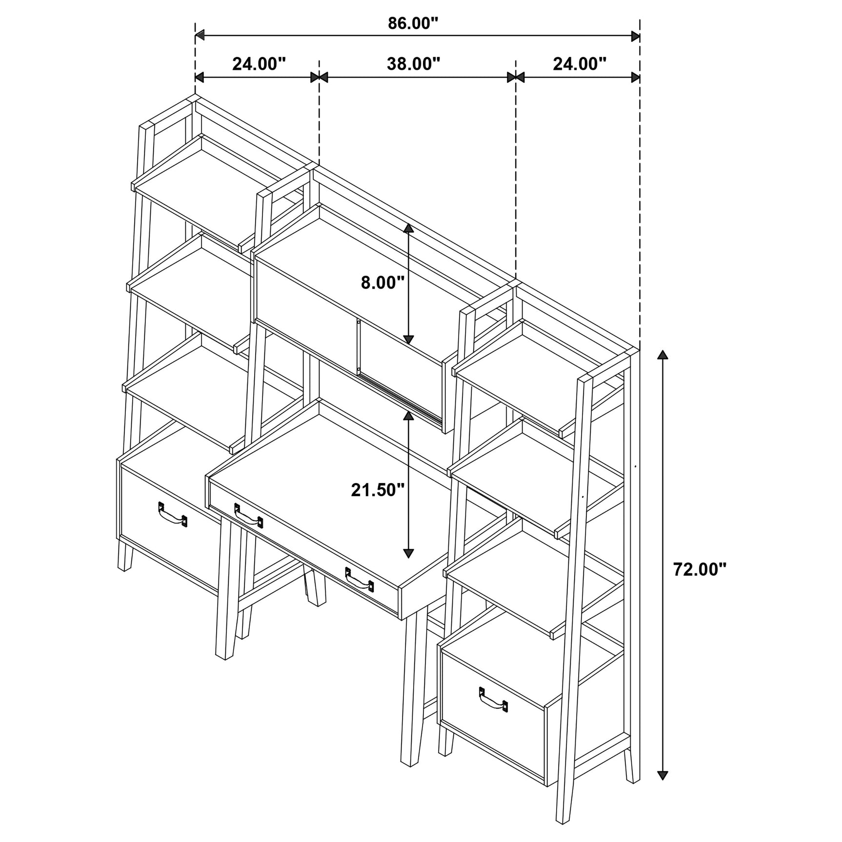Fabian Distressed Light Brown Bookshelf Bridge with Cubbies - Ornate Home