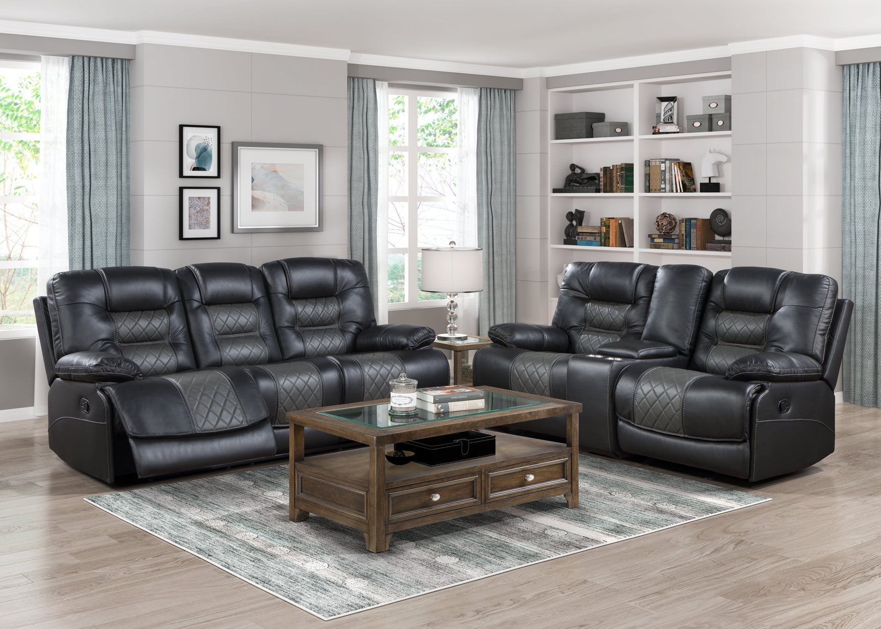 Fabian Gray Double Reclining Sofa - Ornate Home