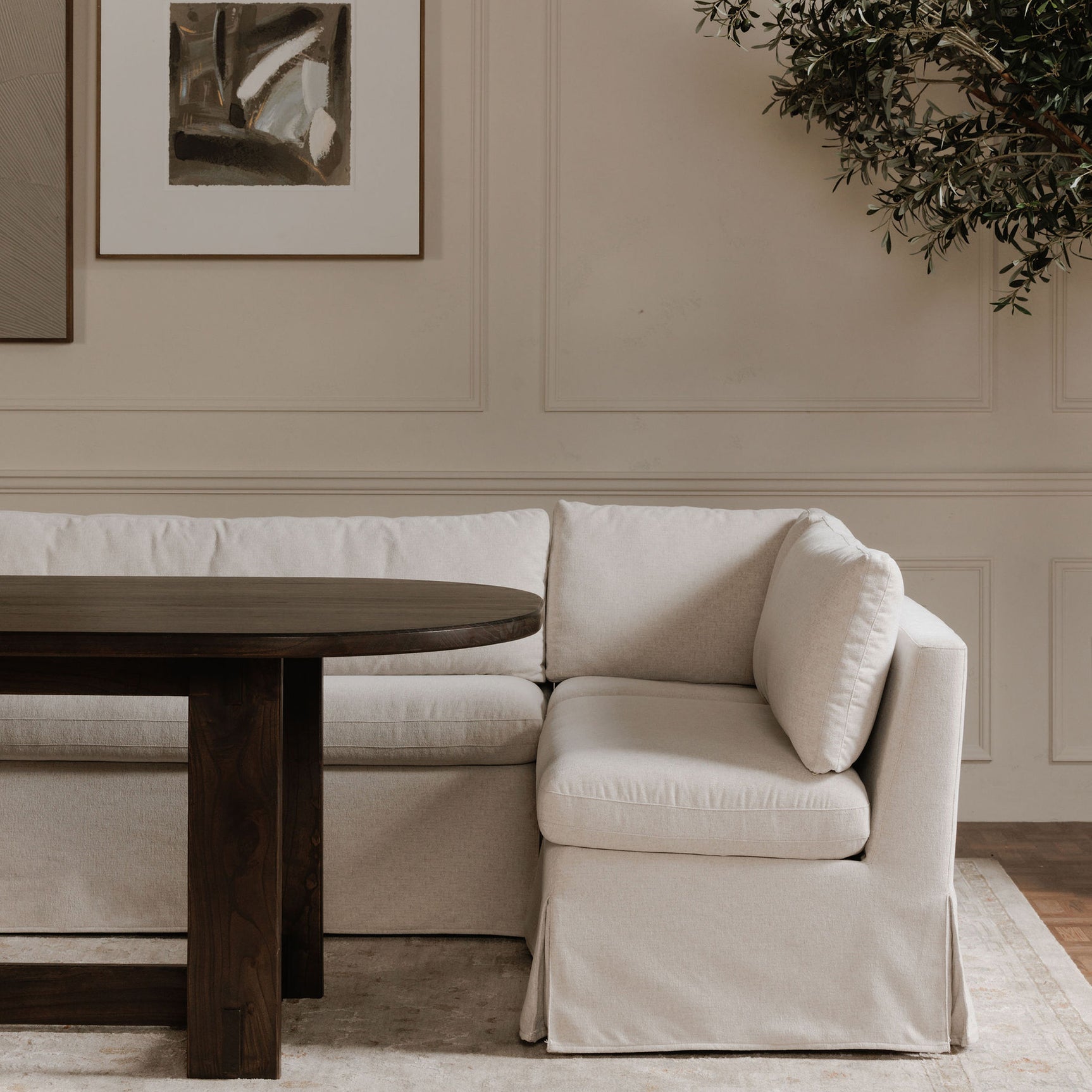 Fable Beige Slipcover Dining Bench - Ornate Home