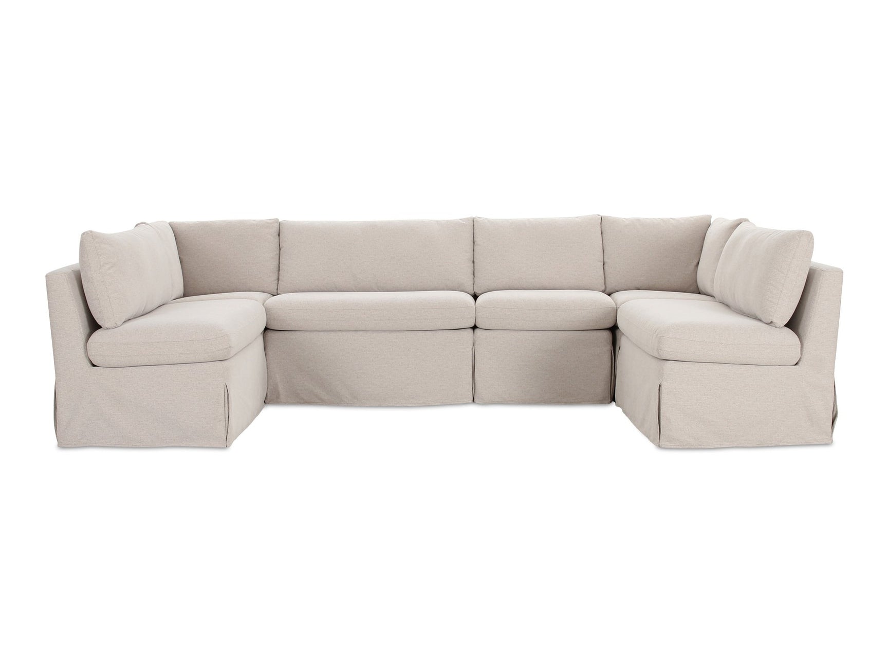 Fable Beige U Shape Slipcover Dining Banquette 121 in - Ornate Home