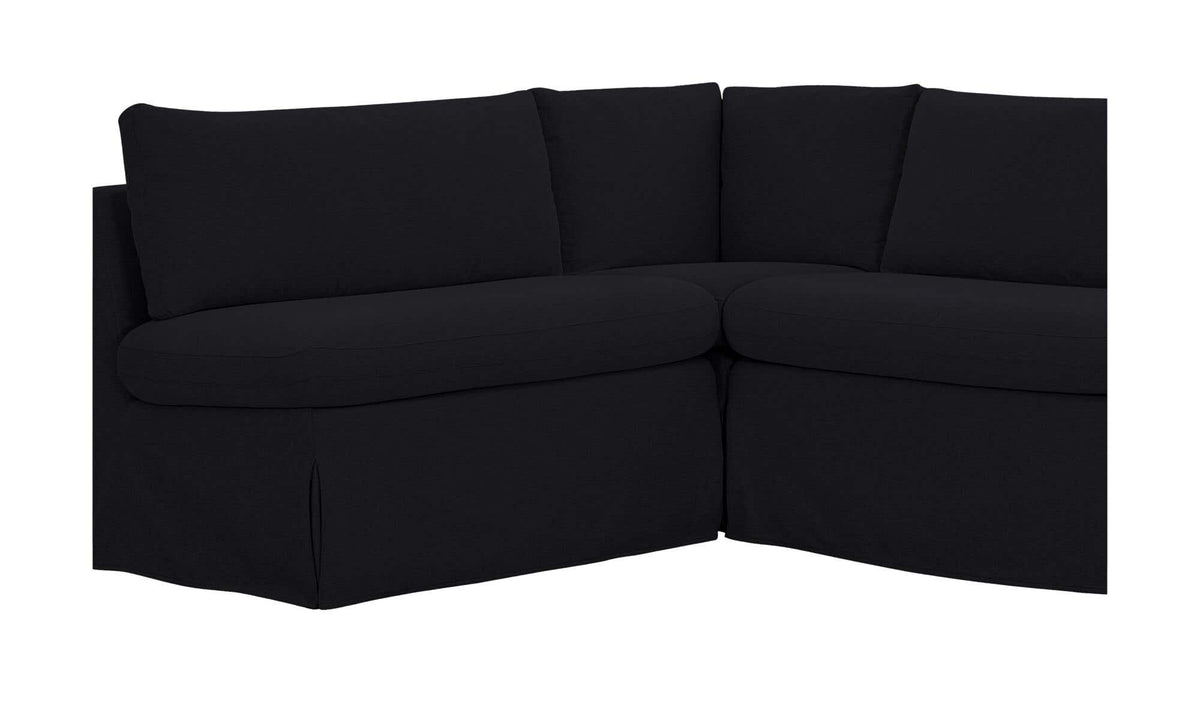 Fable Black 125.5 in L-Shape Slipcover Dining Banquette - Ornate Home