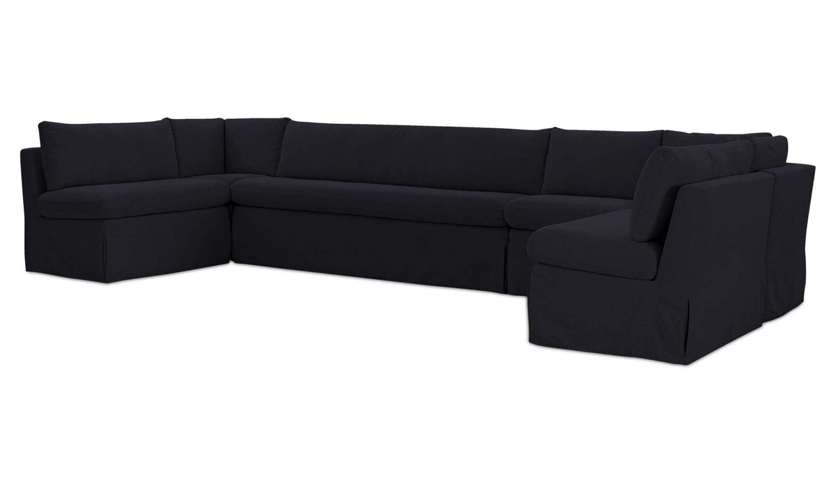 Fable Black 154 in U-Shape Slipcover Dining Banquette - Ornate Home
