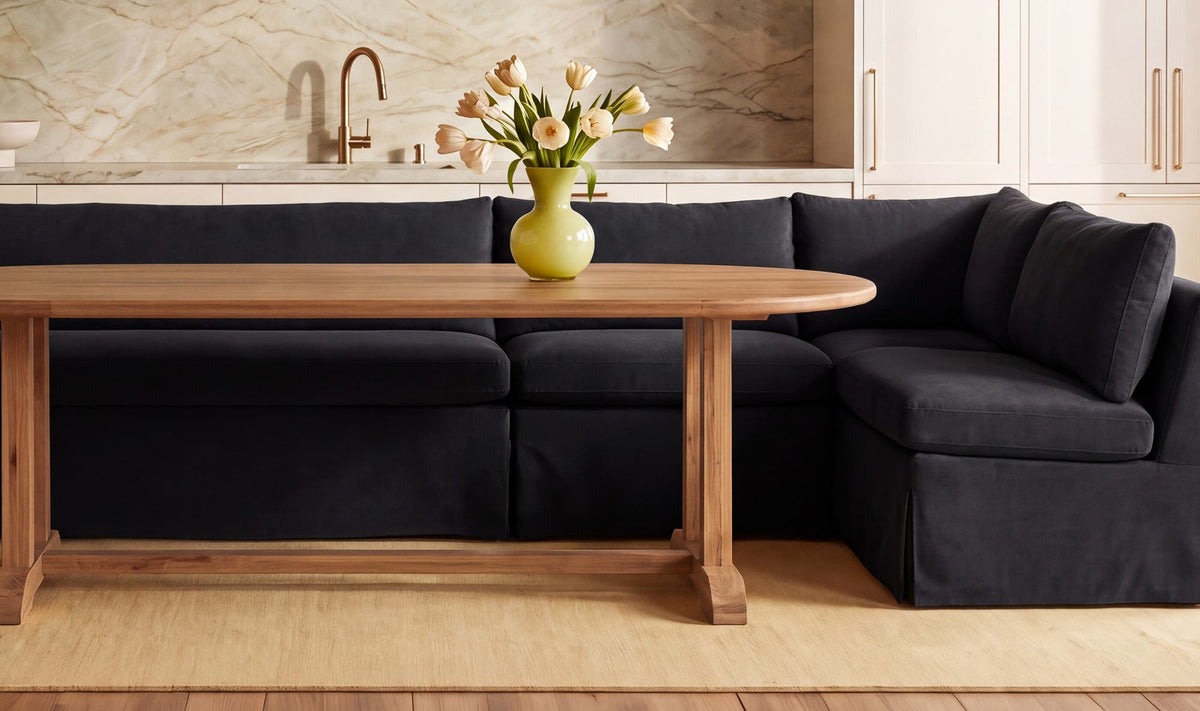 Fable Black 96 in L-Shape Slipcover Dining Banquette - Ornate Home