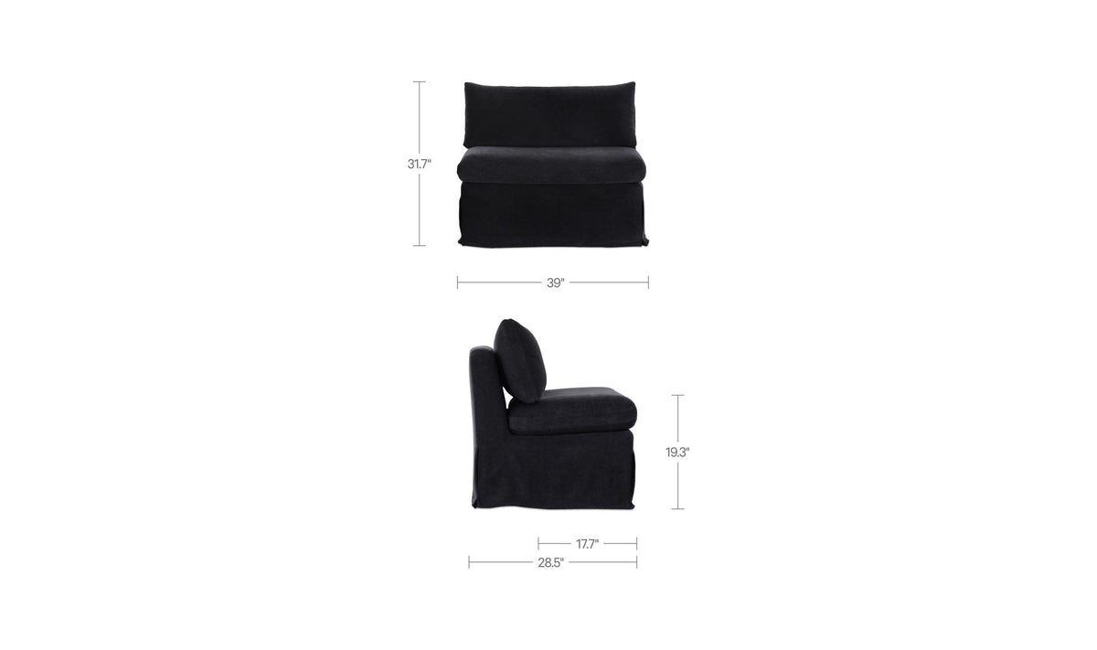 Fable Black Slipcover Dining Chair and Half - Ornate Home
