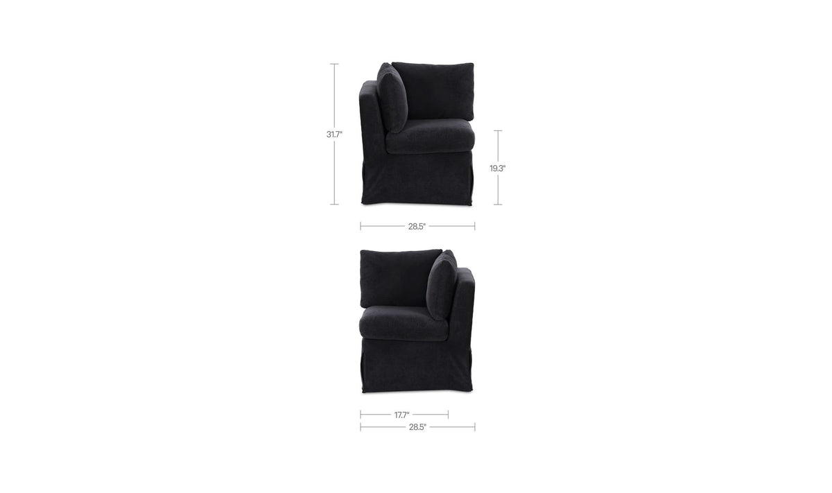 Fable Black Slipcover Dining Corner Chair - Ornate Home