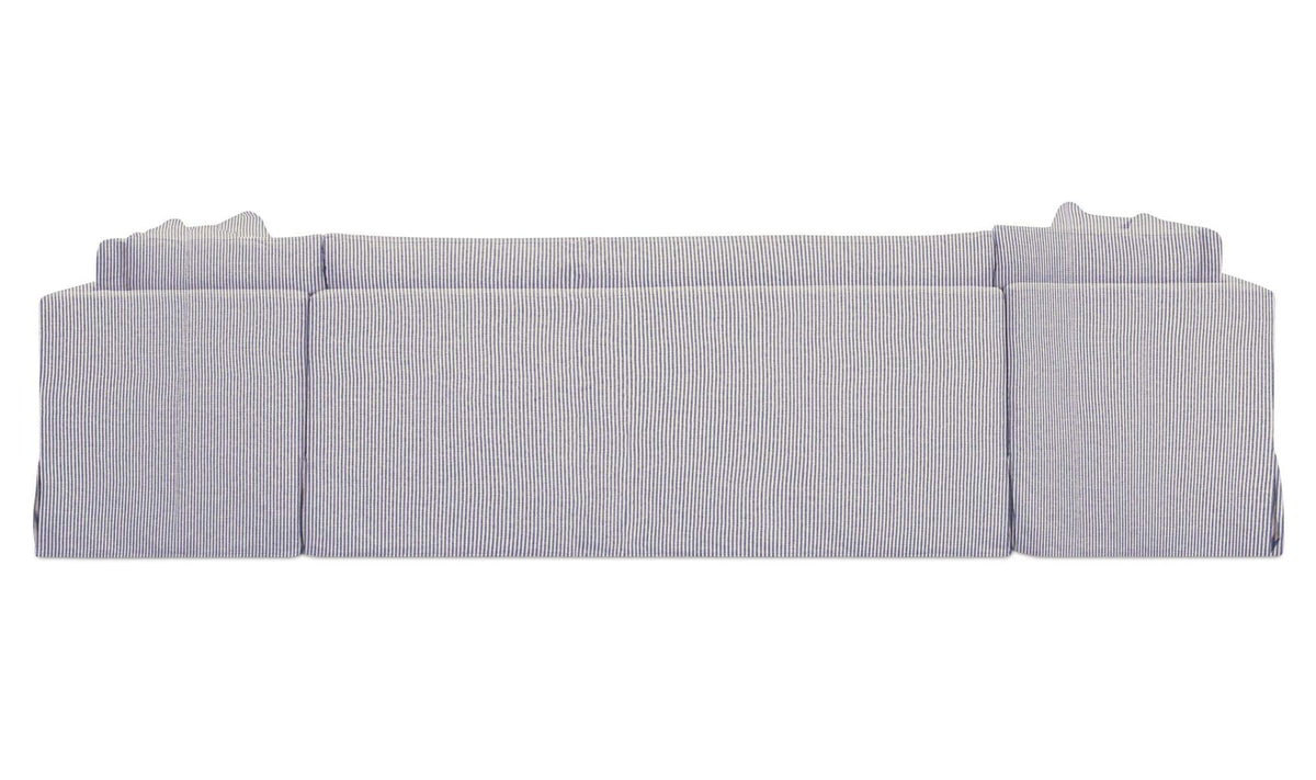 Fable Navy Stripe 129 in U-Shape Slipcover Dining Banquette - Ornate Home
