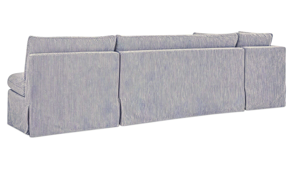 Fable Navy Stripe 139.5 in L-Shape Slipcover Dining Banquette