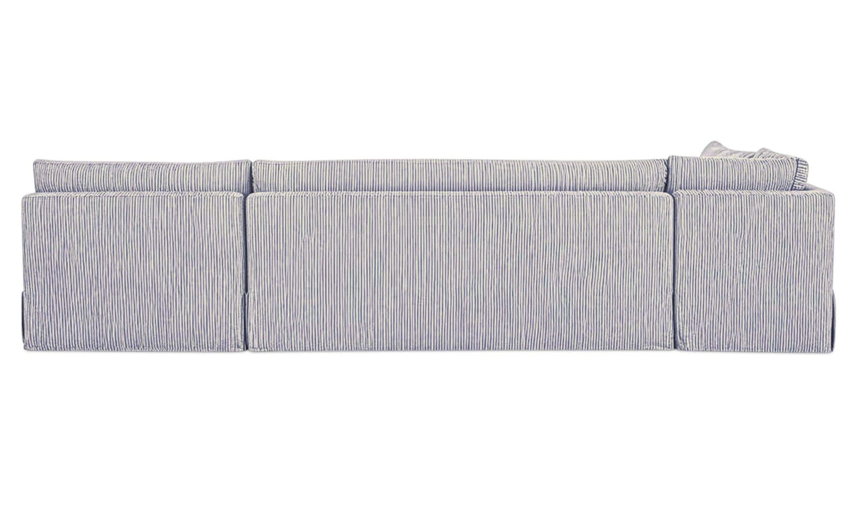 Fable Navy Stripe 139.5 in L-Shape Slipcover Dining Banquette