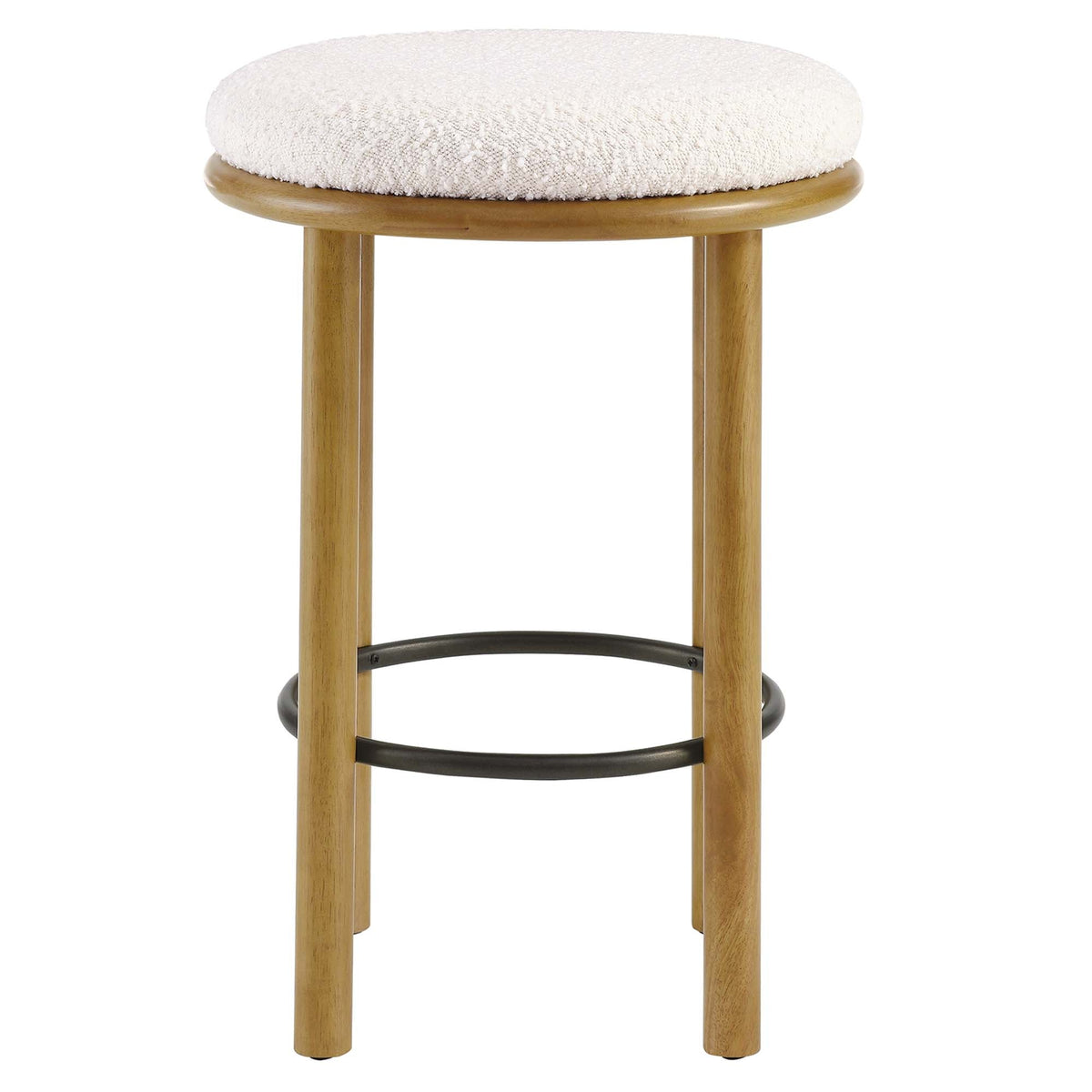 Fable Oak/Ivory Boucle Fabric Counter Stools (Set of 2) - Ornate Home