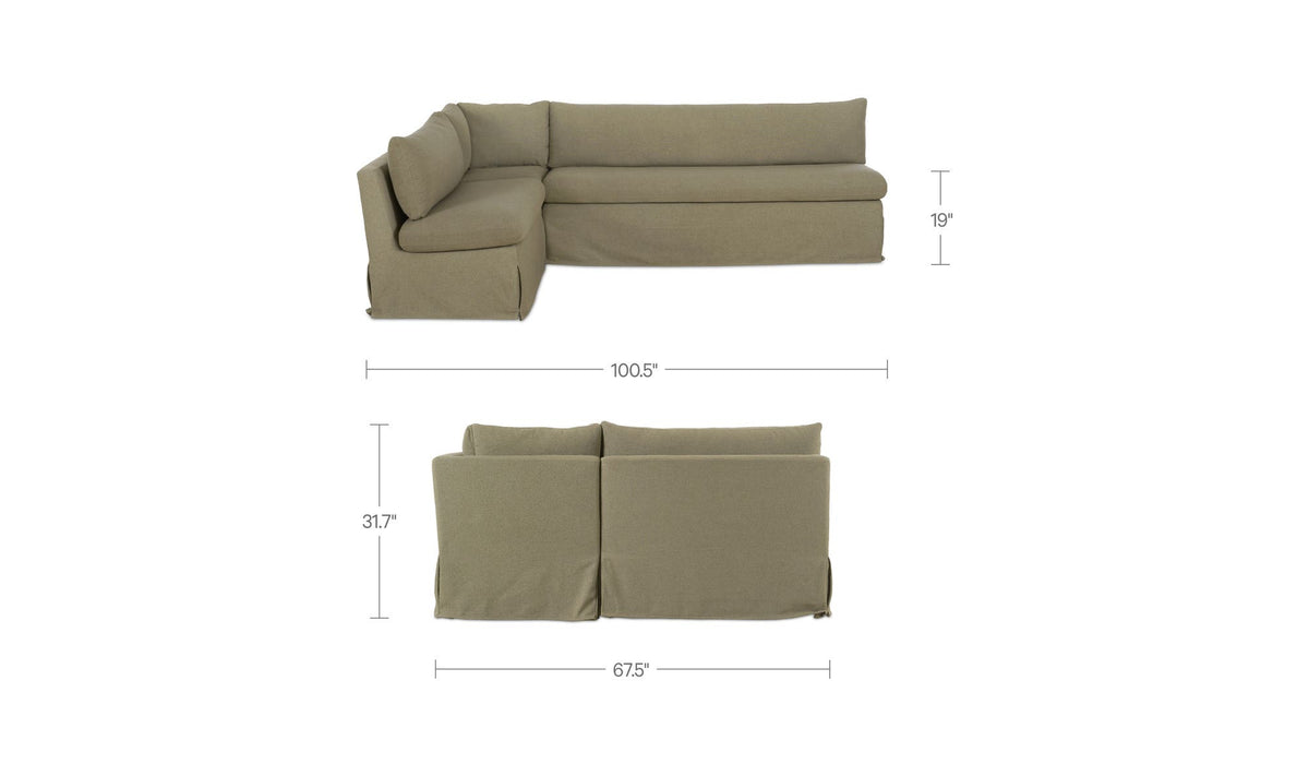 Fable Olive 100.5 in L-Shape Slipcover Dining Banquette - Ornate Home