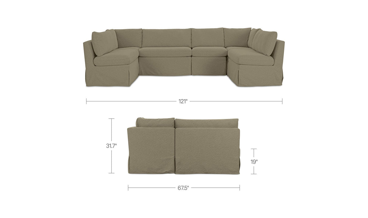 Fable Olive 121 in U-Shape Slipcover Dining Banquette - Ornate Home