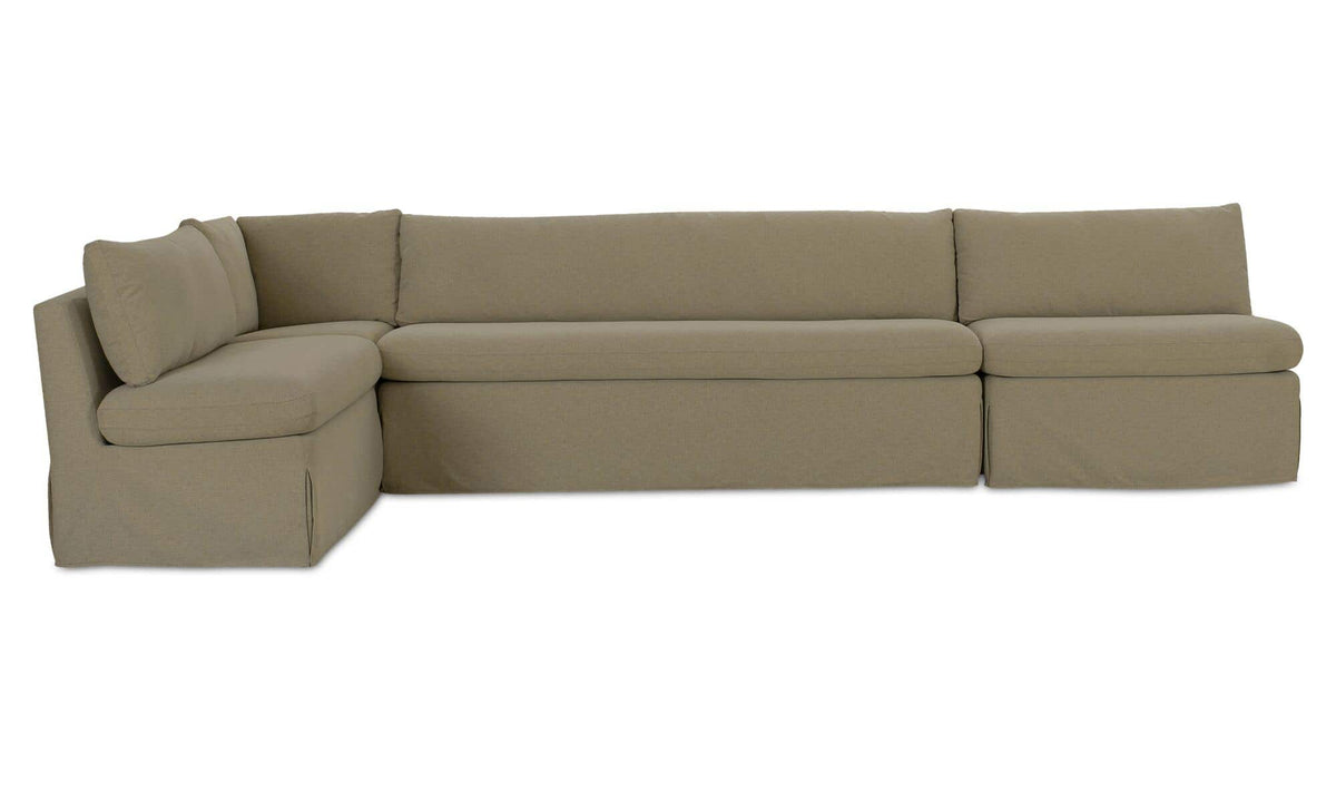 Fable Olive 139.5 in L-Shape Slipcover Dining Banquette - Ornate Home
