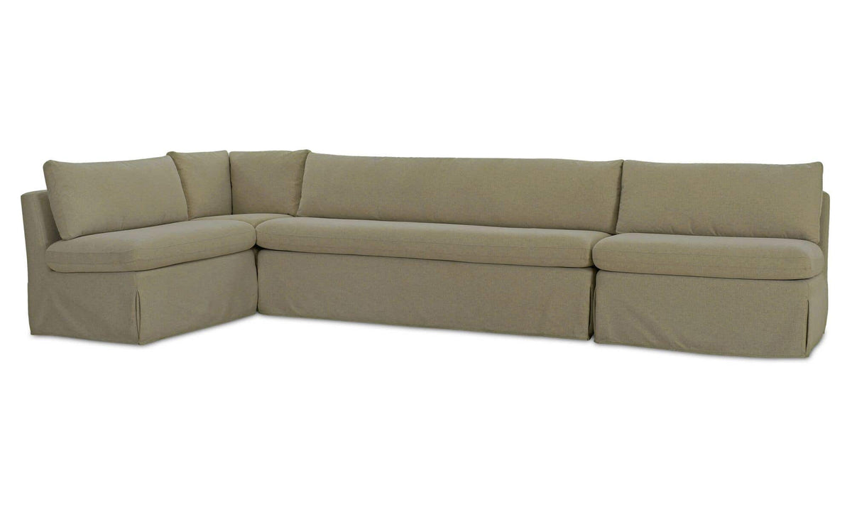 Fable Olive 139.5 in L-Shape Slipcover Dining Banquette - Ornate Home