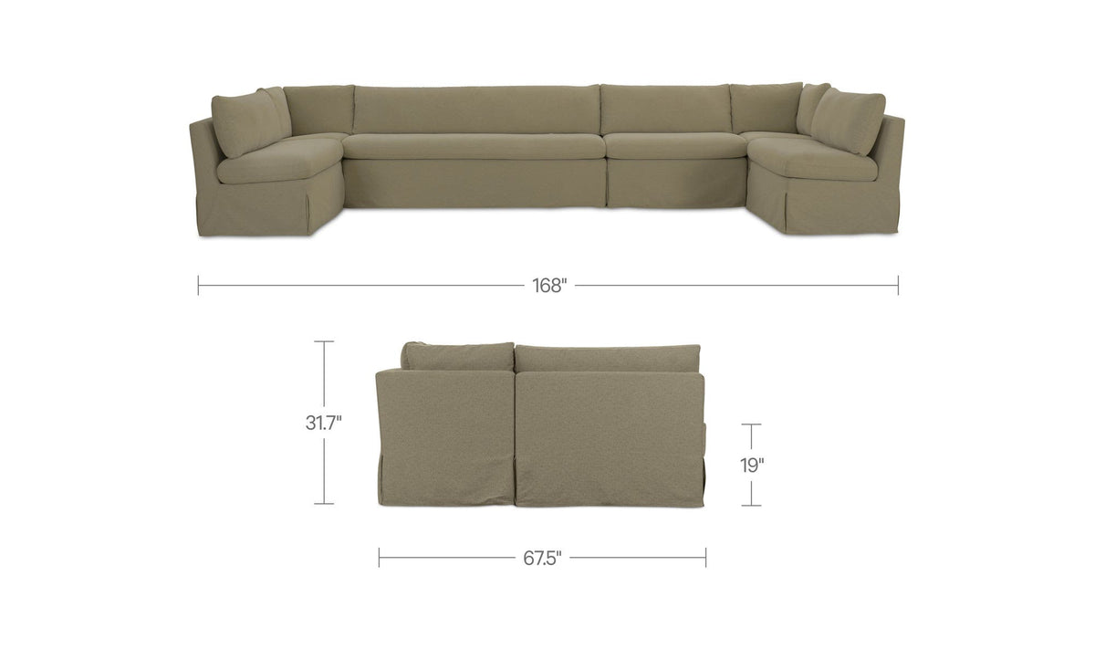 Fable Olive 168 in U-Shape Slipcover Dining Banquette - Ornate Home