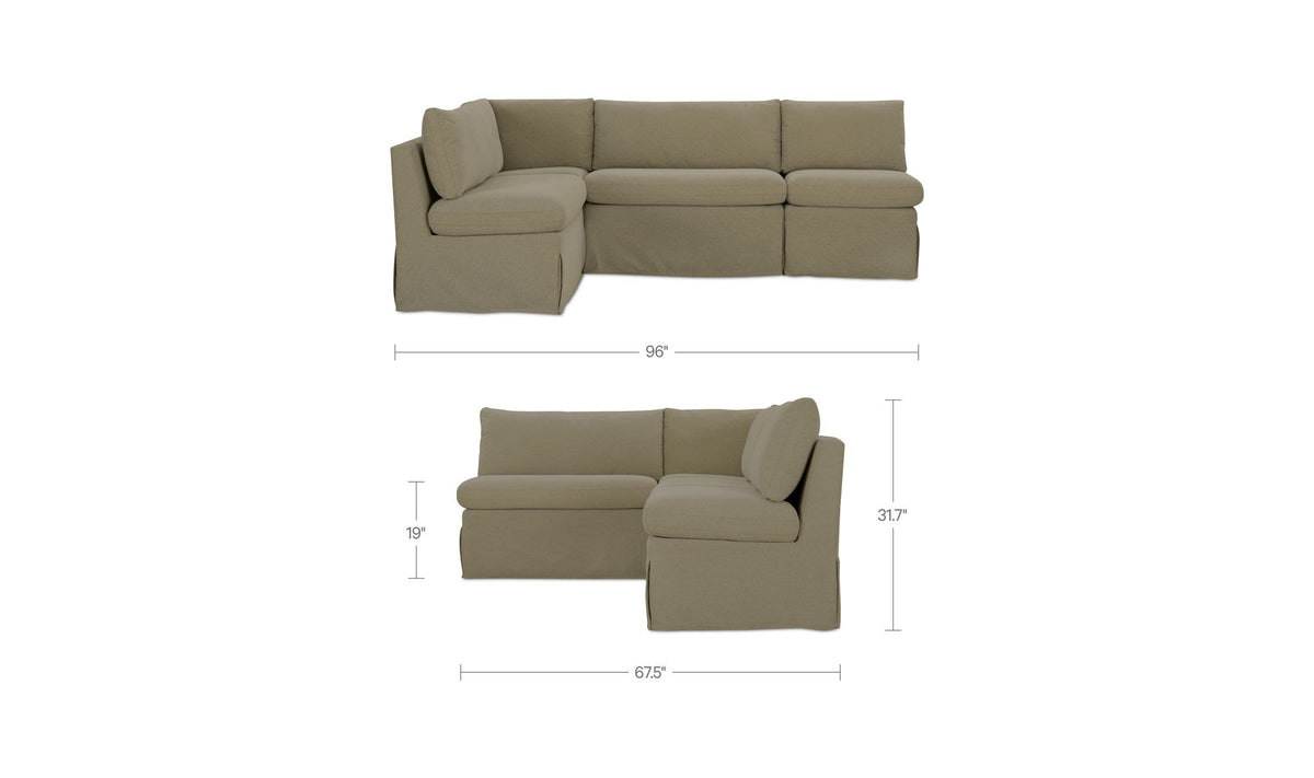 Fable Olive 96 in L-Shape Slipcover Dining Banquette - Ornate Home
