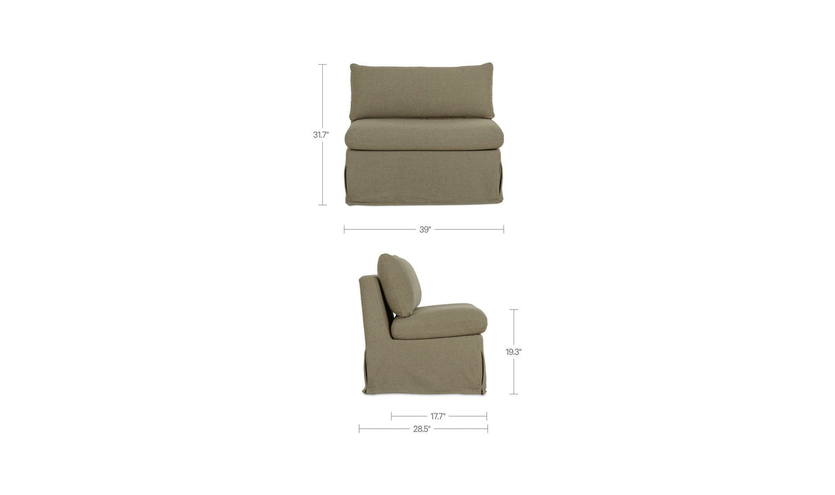 Fable Olive Slipcover Dining Chair and Half - Ornate Home