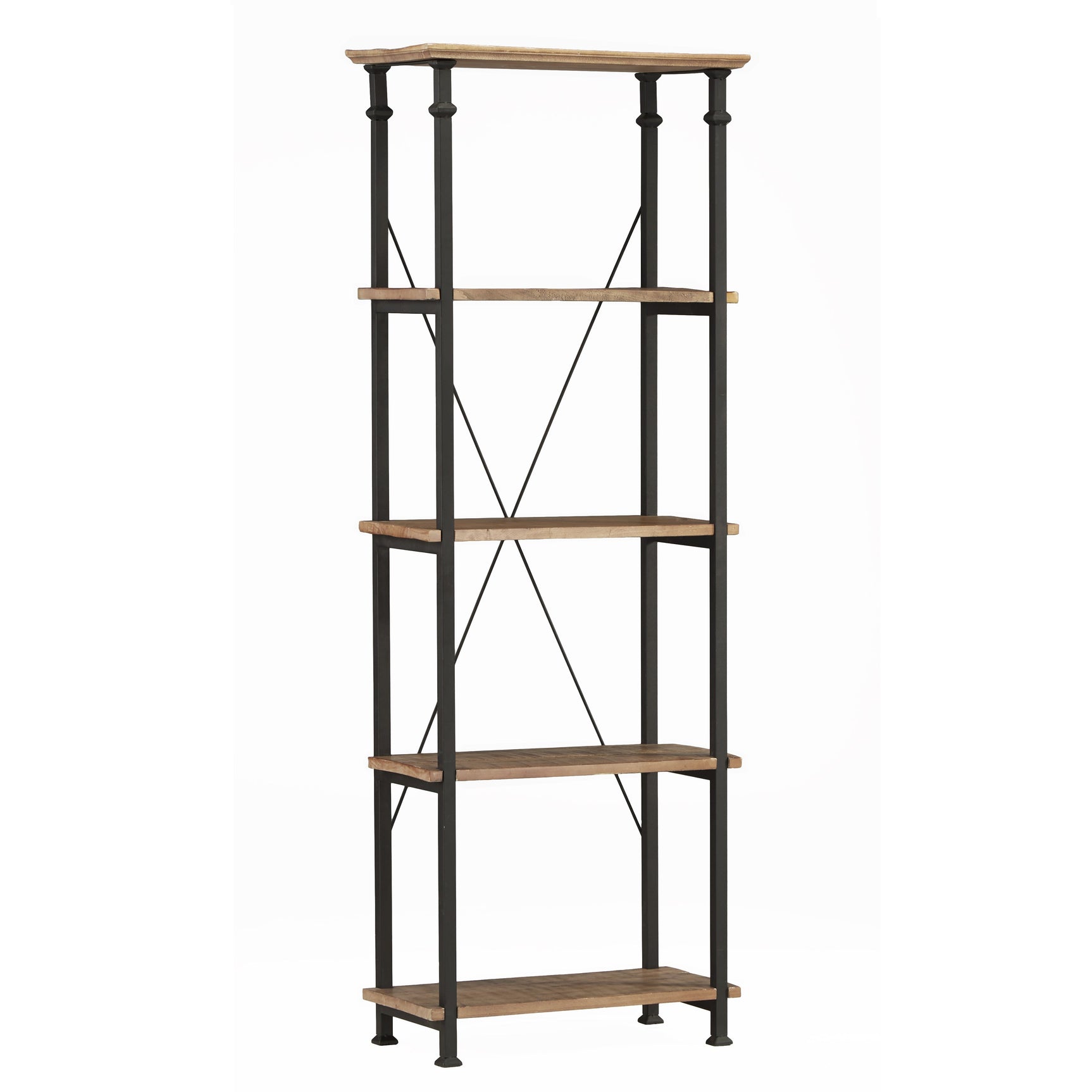 Factory Brown/Black Metal Bookcase - Ornate Home