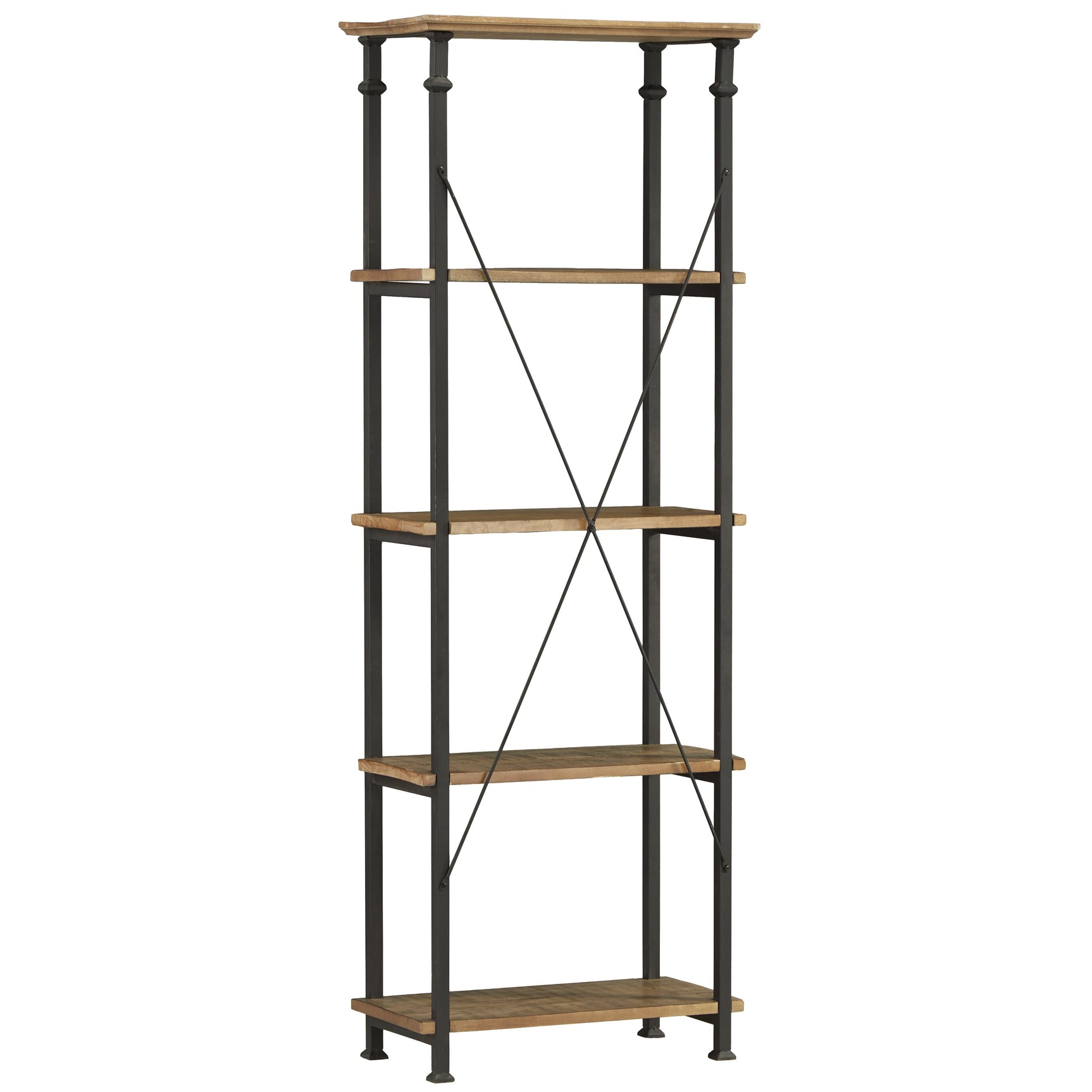 Factory Brown/Black Metal Bookcase - Ornate Home