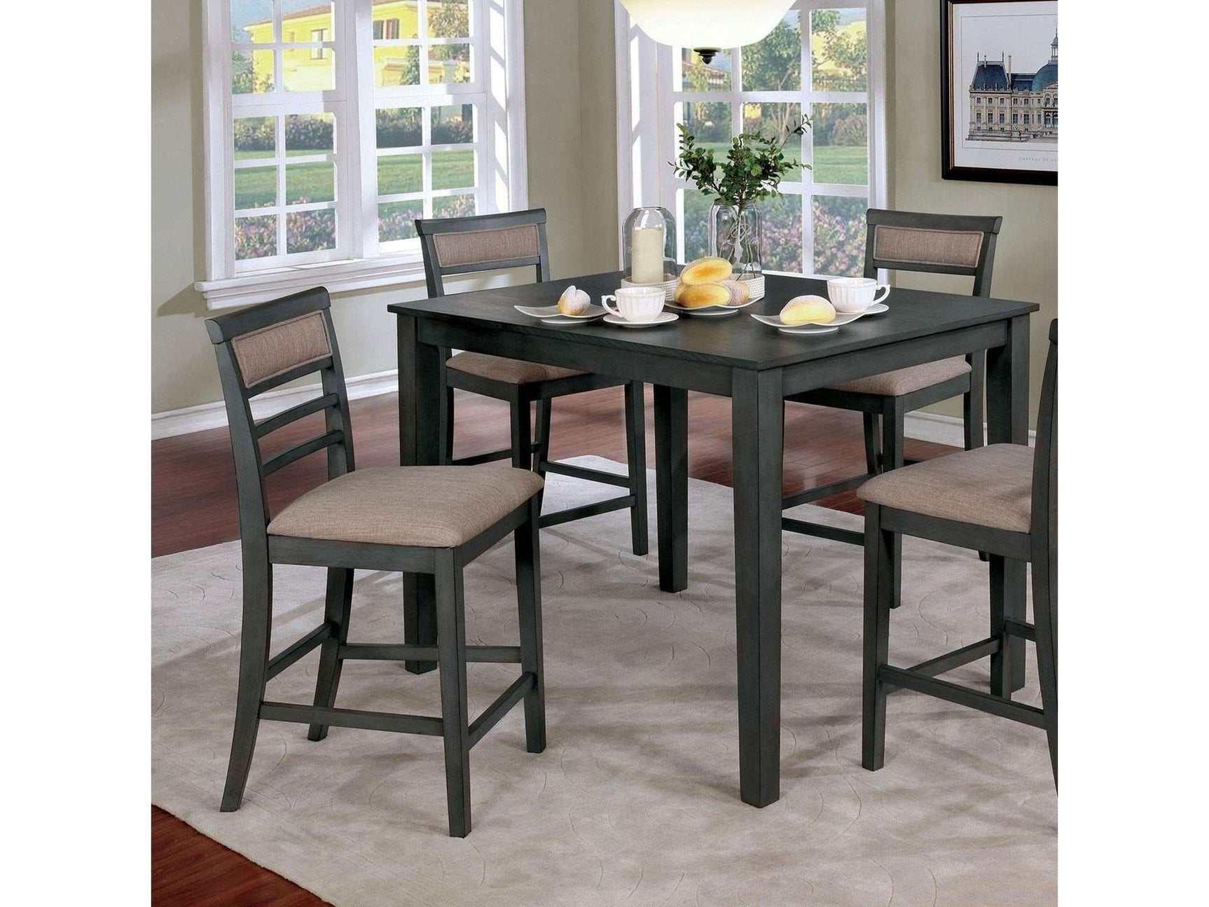 Fafnir Weathered Gray & Beige Dining Room Set (Set of 5) - Ornate Home
