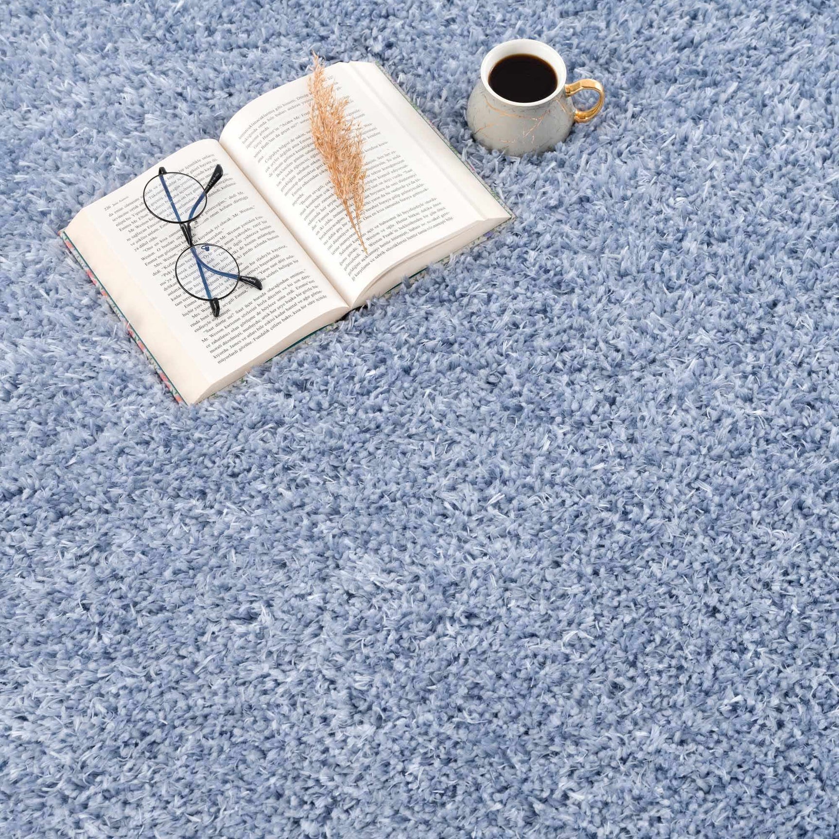 Faina Solid Aqua Shag Washable Area Rug - Clearance - Ornate Home