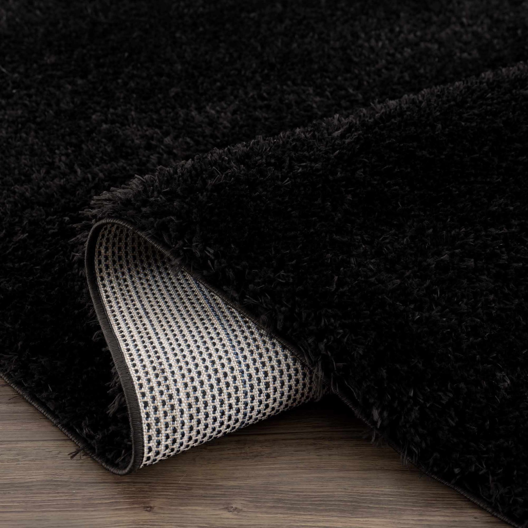 Faina Solid Black Shag Rug Washable - Ornate Home