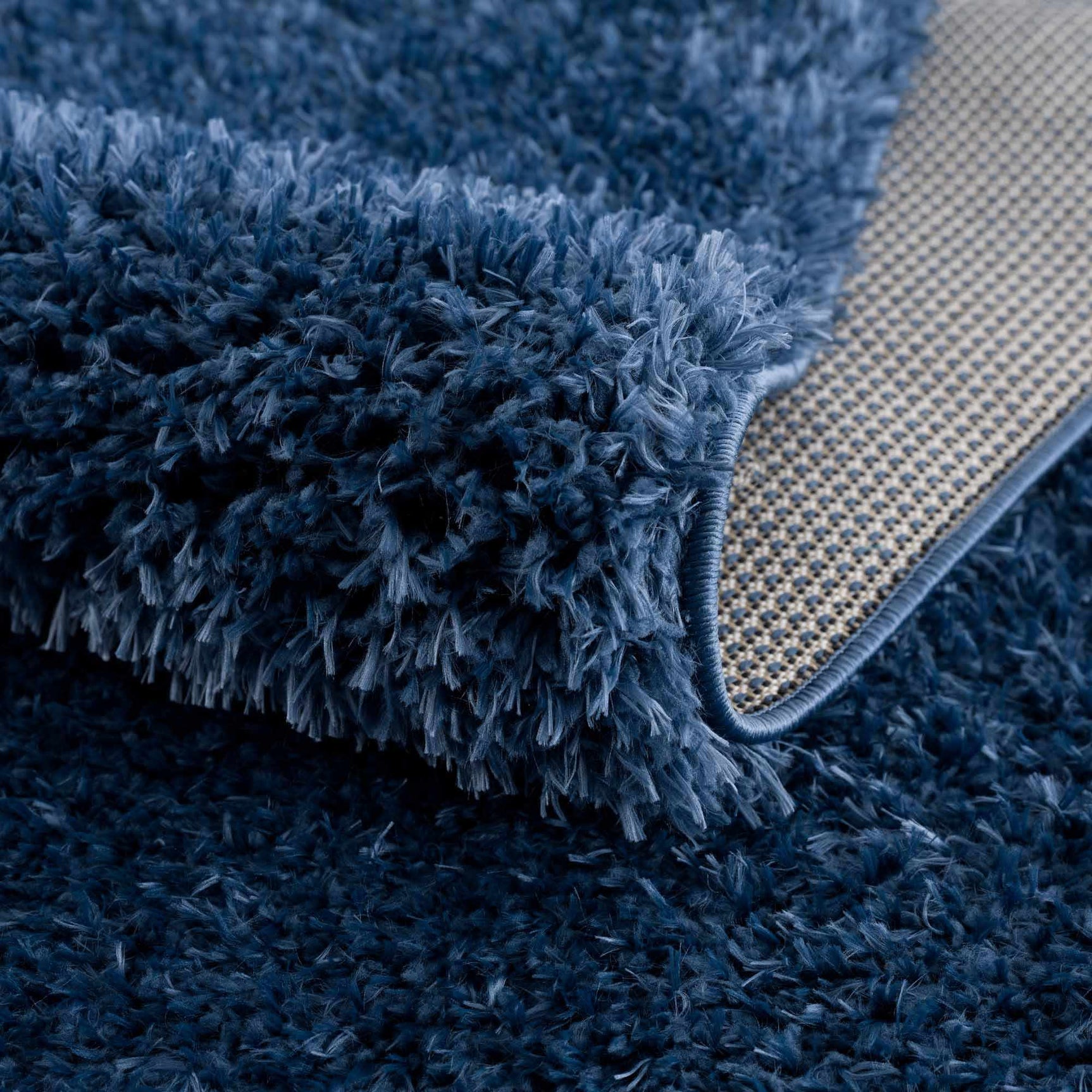 Faina Solid Dark Blue Shag Washable Area Rug - Clearance - Ornate Home