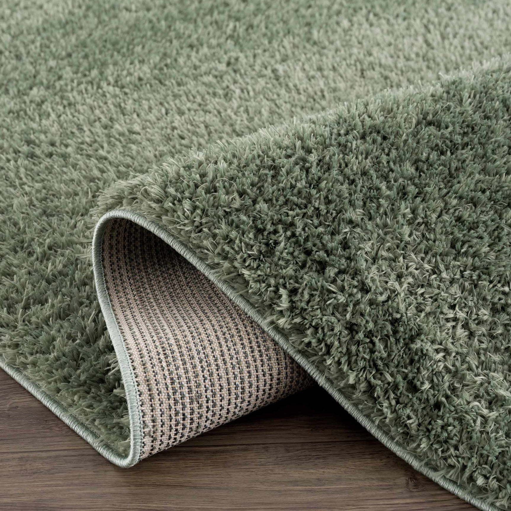 Faina Solid Green Shag Rug Washable - Ornate Home