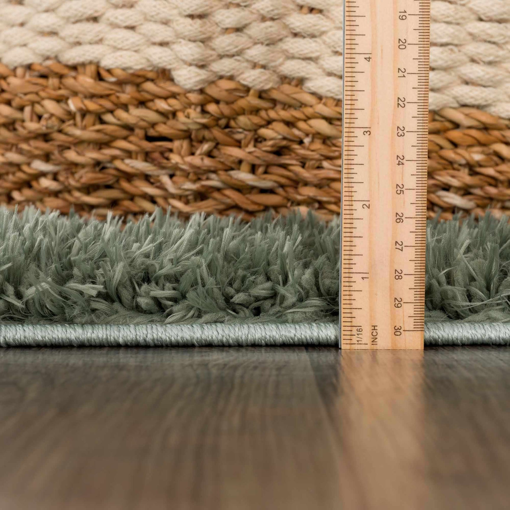 Faina Solid Green Shag Rug Washable - Ornate Home