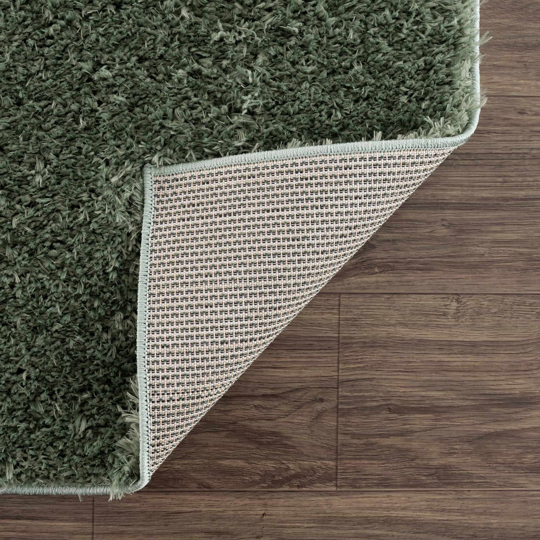 Faina Solid Green Shag Washable Area Rug - Clearance - Ornate Home