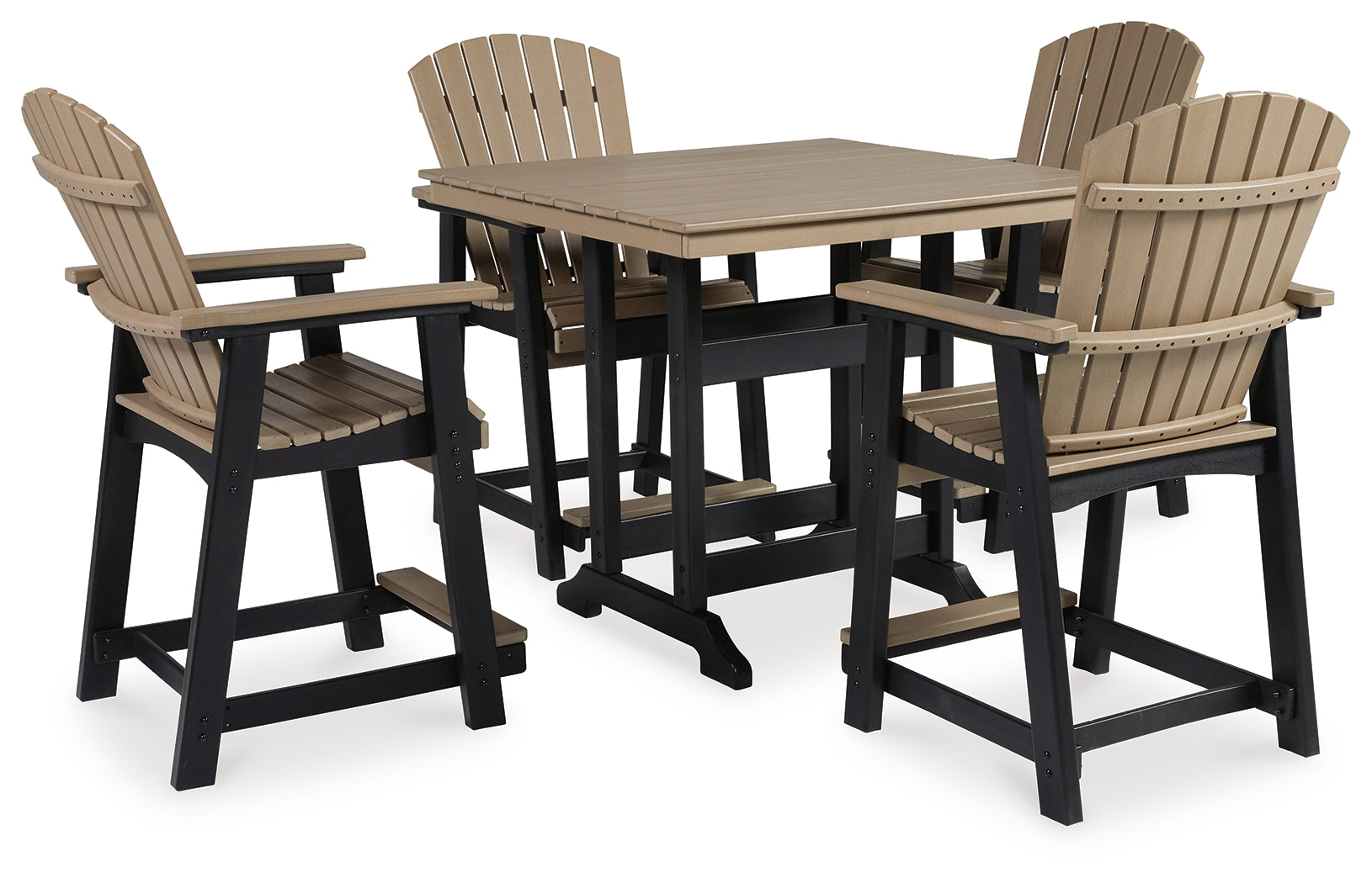 Fairen Trail Black/Driftwood Outdoor Counter Height Dining Table w/4 Barstools - Ornate Home