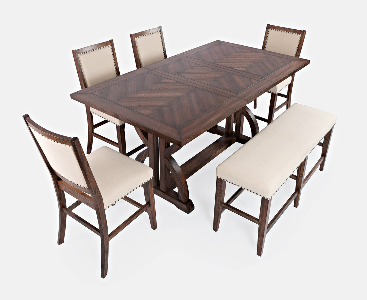 Fairview Oak Ext Dining Table w/ 4 Stools, Bench - Ornate Home