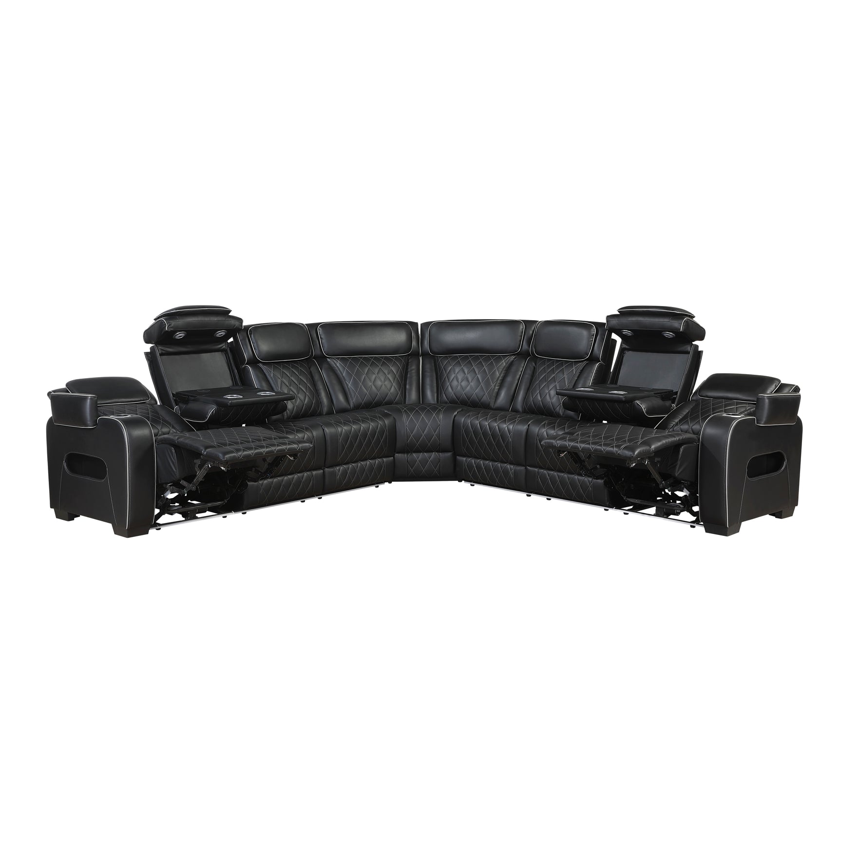 Fairway Black 3-Piece Power Reclining Sectional - Ornate Home