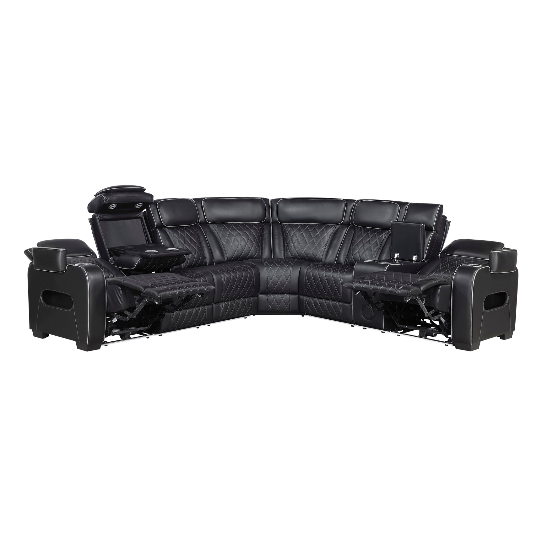 Fairway Black 3-Piece Power Reclining Sectional w/ Console - Ornate Home