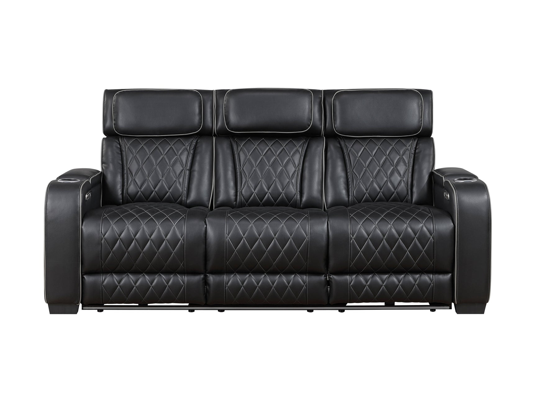 Fairway Black Power Double Reclining Sofa - Ornate Home