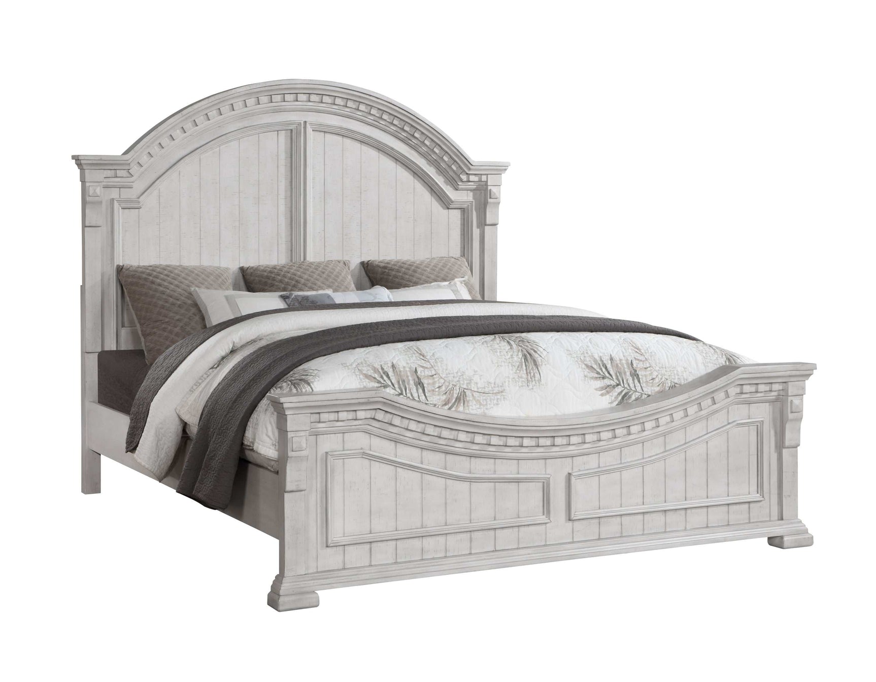 Faith Antique White King Bedroom Set / 4pc - Ornate Home