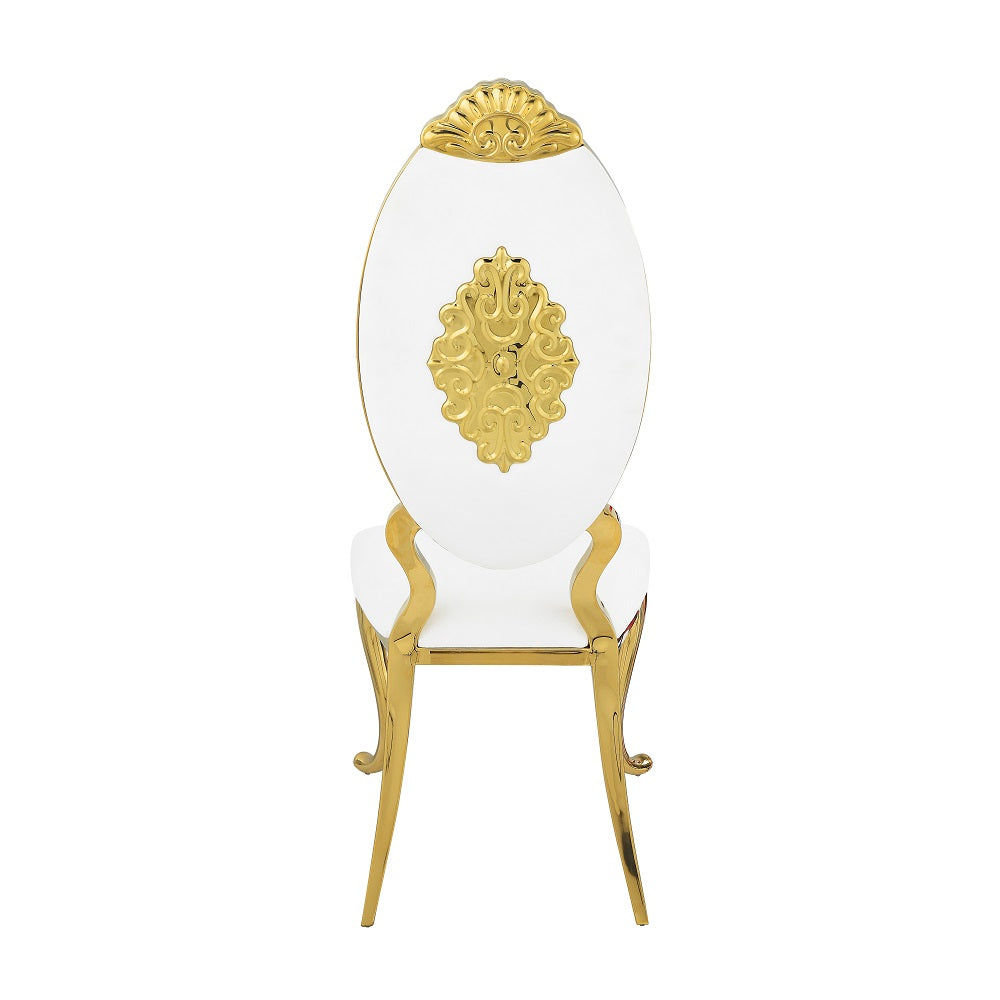 Fallon White & Mirrored Gold Finish Side Chair (Set of 2) - Ornate Home