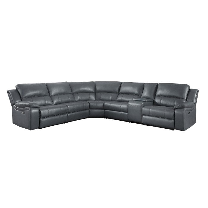 Falun Gray 6-Piece Modular Power Reclining Sectional - Ornate Home