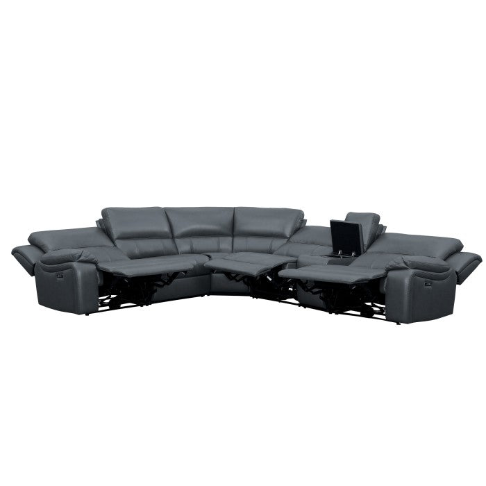 Falun Gray 6-Piece Modular Power Reclining Sectional - Ornate Home