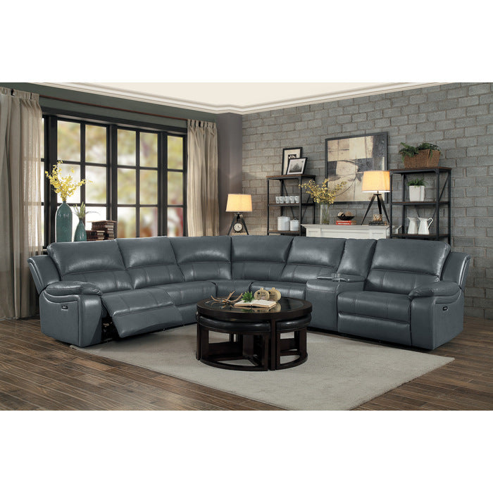 Falun Gray 6-Piece Modular Power Reclining Sectional - Ornate Home