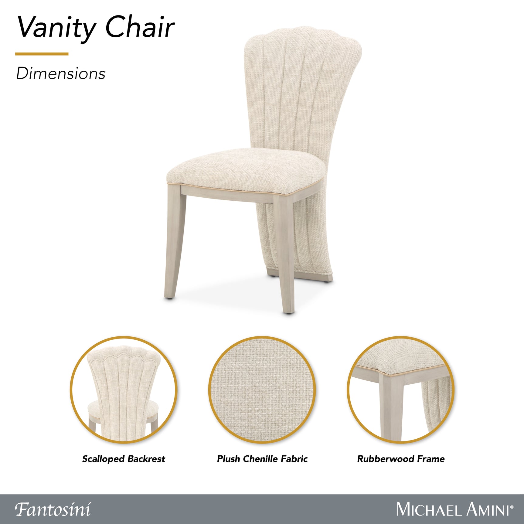 Fantosini Silver Mist Vanity Chair - Ornate Home