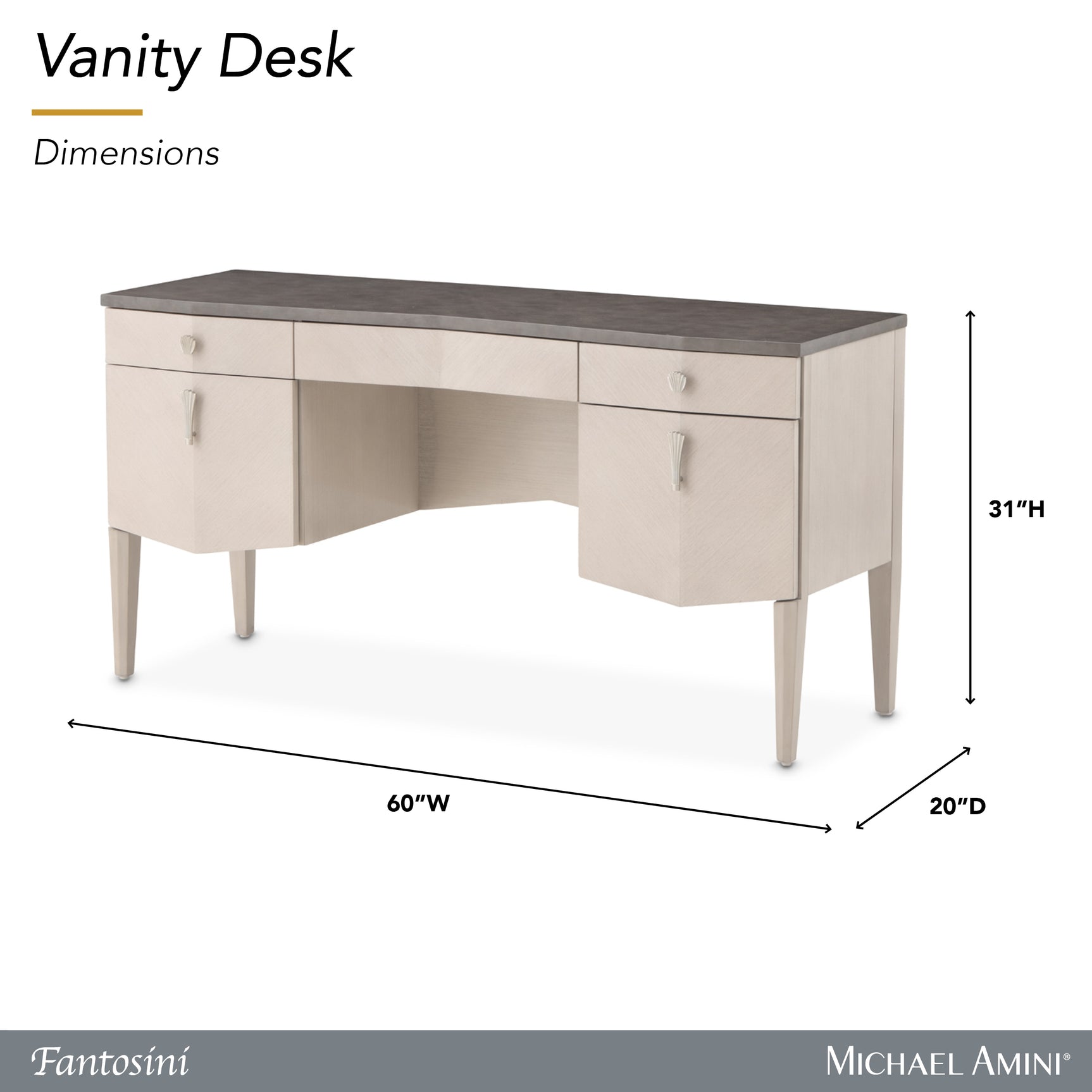 Fantosini Silver Mist Vanity Desk - Ornate Home