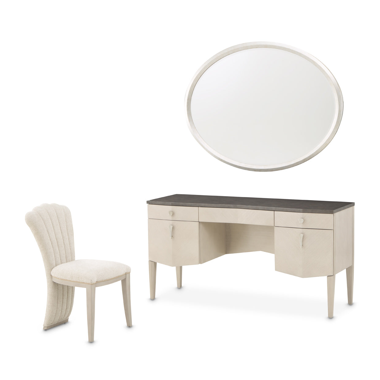 Fantosini Silver Mist Vanity Set with Mirror & Chair - Ornate Home