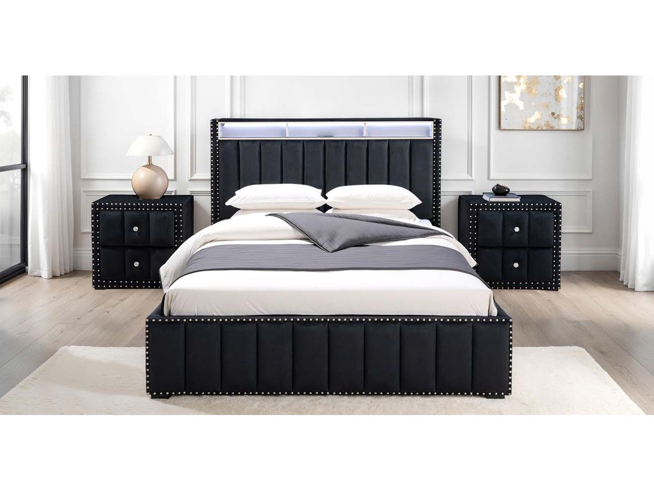 Farese Black Queen Bed - Ornate Home