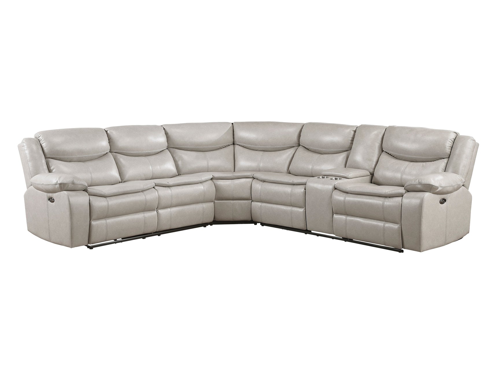 Fargo Silver Gray 3-Piece Power Reclining Sectional w/ Right Console - Ornate Home