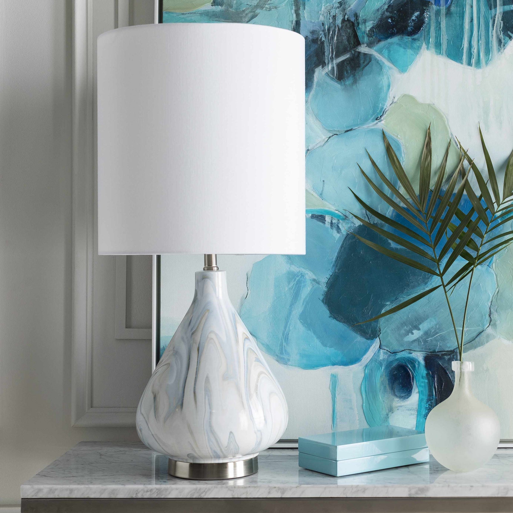 Farnborough Marble Ceramic Table Lamp - Ornate Home