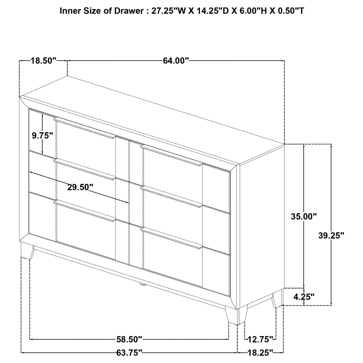 Farre Dark Brown 6-drawer Dresser - Ornate Home
