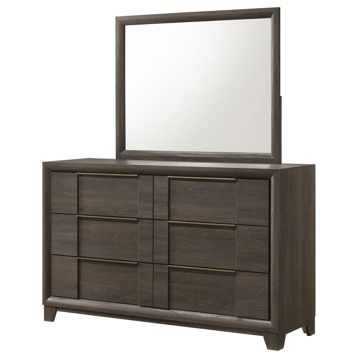 Farre Dark Brown 6-drawer Dresser With Mirror - Ornate Home